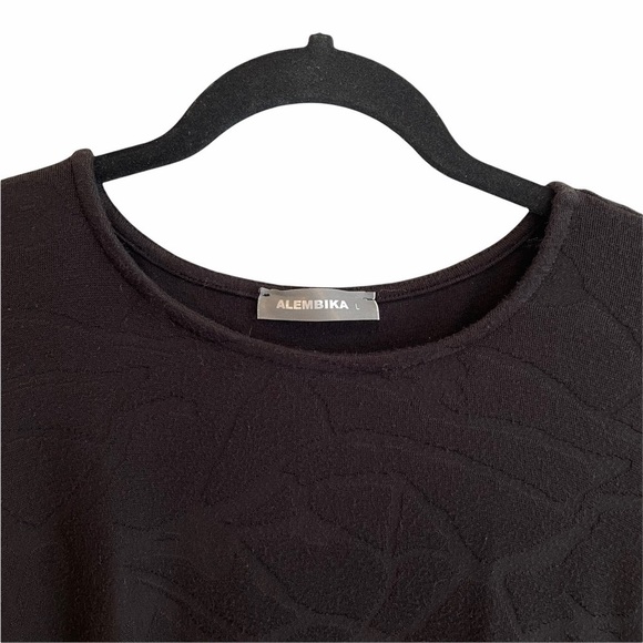 Alembika Super Soft Black Patterned Sweater Top L - Picture 4 of 10
